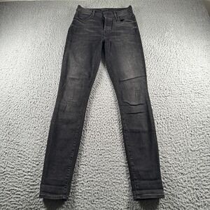 MOTHER Jeans Womens‎ 25 The Stunner Skinny High Rise Night Hawk Black Button Fly